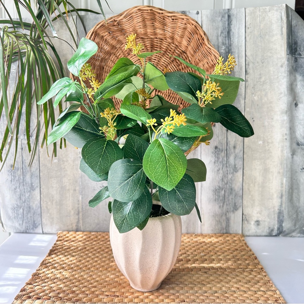 🌴 Threshold Tabletop Faux Fall Greenery w/Yellow/Orangey Little Flower Blossoms